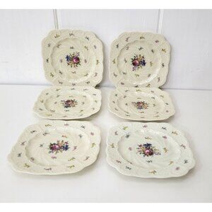 Black Knight Meissen Square Foral Plates Set of Six